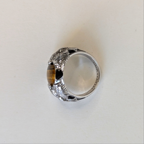 Bradford Exchange Untamed Spirit Tigers Eye Ring Eagle Flanked in Box sz 14¼ - Picture 10 of 12